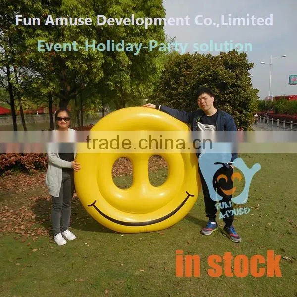 High quality adult pool toys smile face pool float inflatable donut