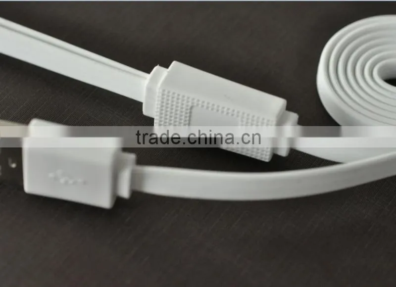For Iphone 5/5s 6 Plus Samsung S5 S6 Flat Noodle 2 in 1 Data Sync Charging USB Cable