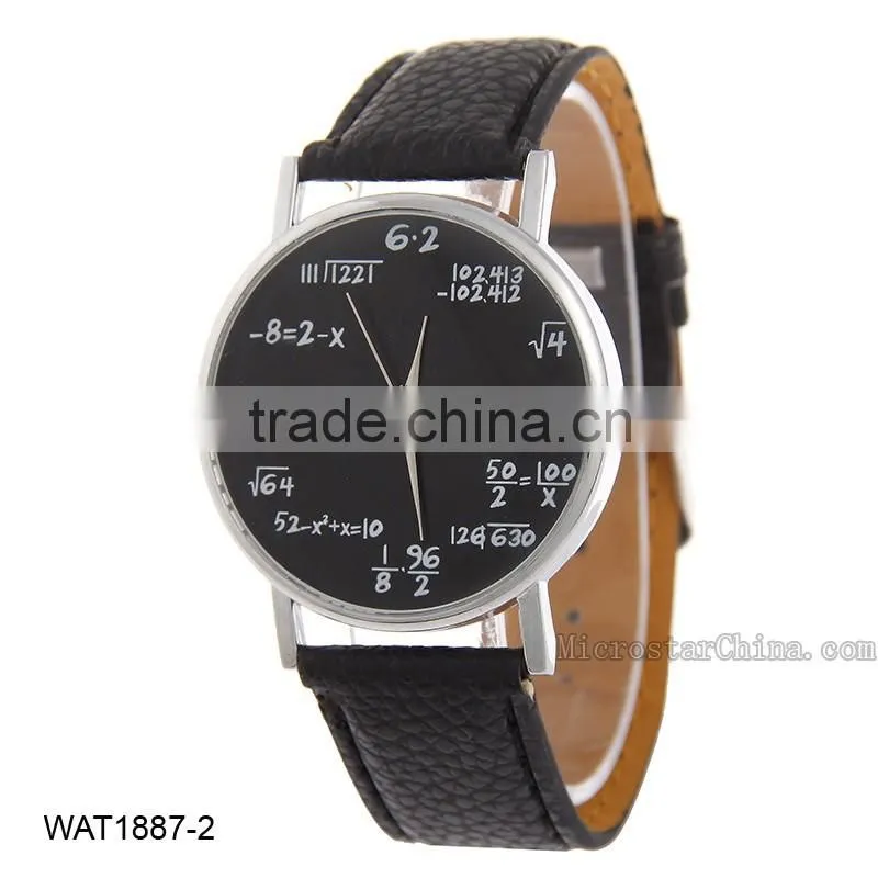 Creative Personalized Mathematical Formula Pink Leather Wrist Watch