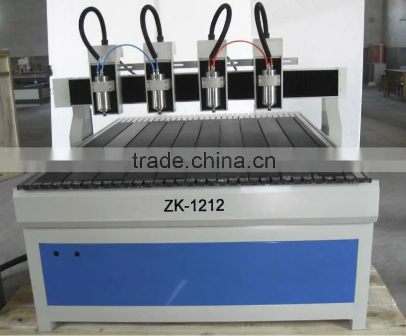 china Large four heads Advertising CNC router machine ZK-1212-4
