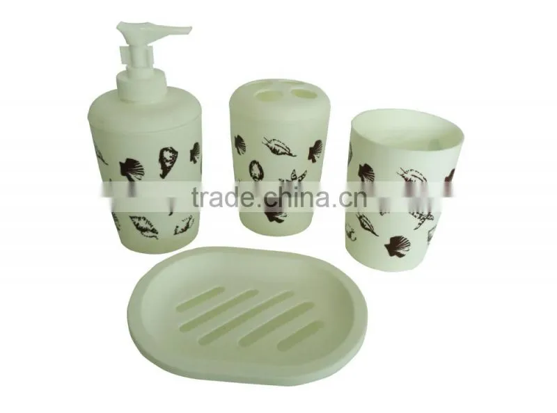 Eco-Friendly Feature and plastic pp bathroom set with plastic soap dispenser