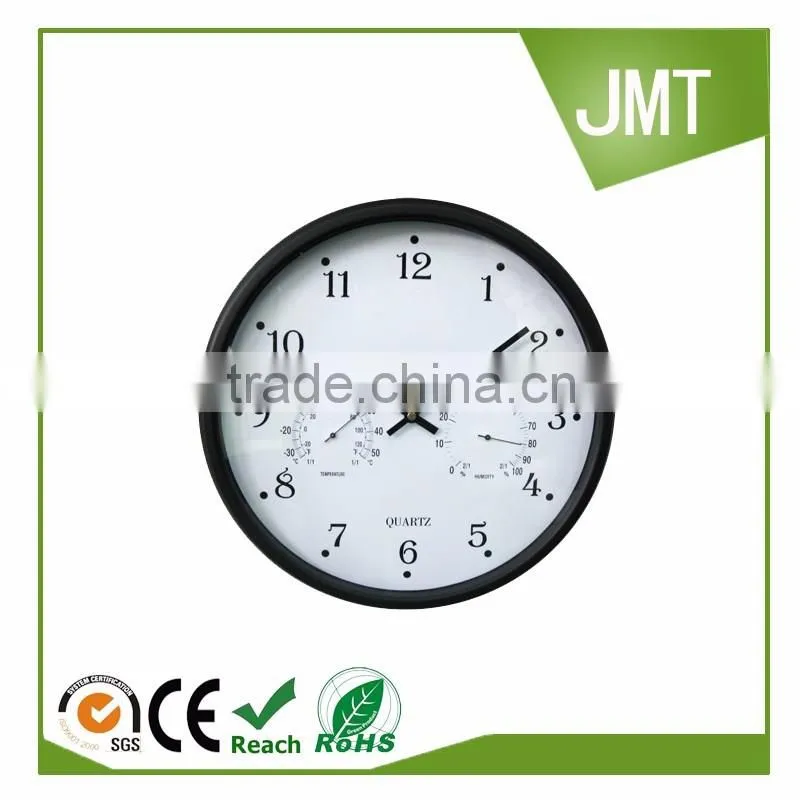Simple Round cheap wholesale home decor Wall Clock with thermometer and hygrometer