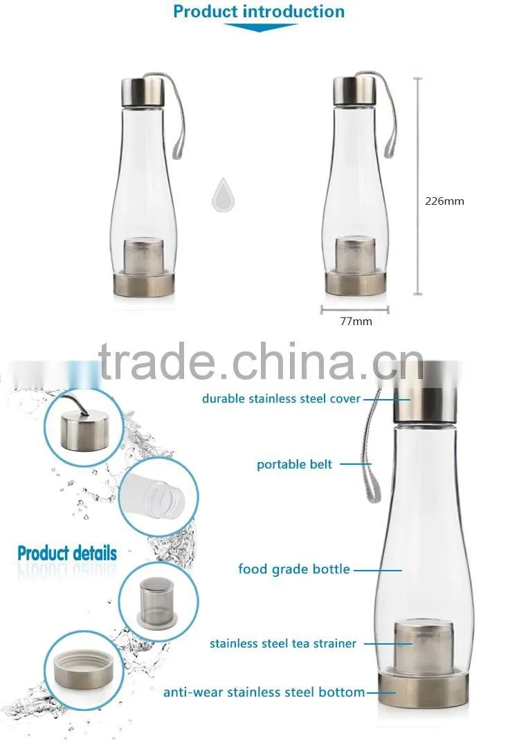 500 ml small mouth plastic tea strainer water bottle
