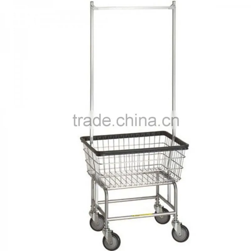 3-Tier White Epoxy Steel Laundry Cart With 4 Wheels for Home and Restaurant