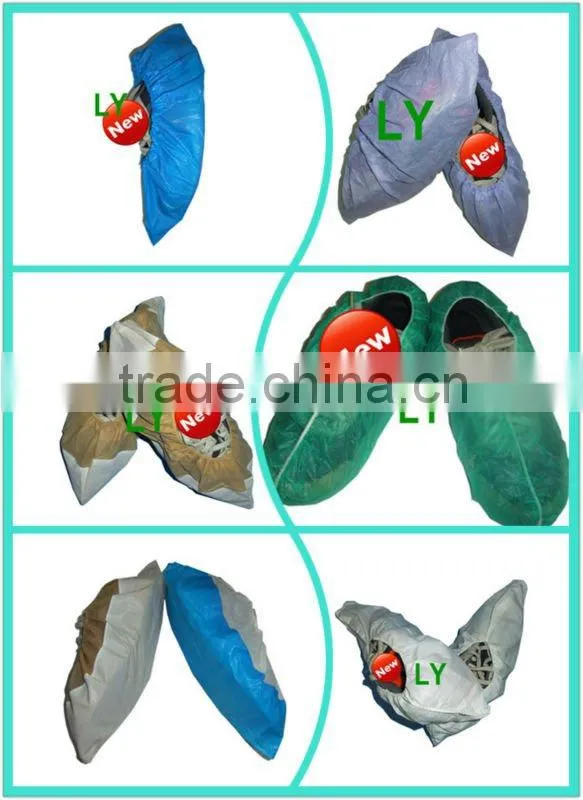 Disposable red pe shoe covers for women
