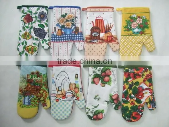 top selling products in alibaba printed cotton kitchen oven mitts pigment printing glove wholesale alibaba