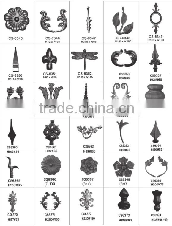Alibaba china latest wrought iron components scroll panels, ornament welding fence parts