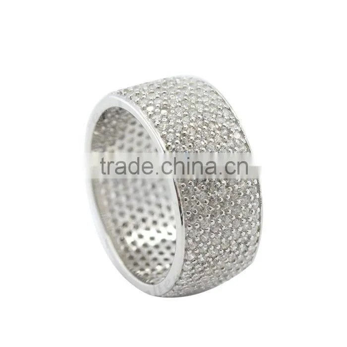 High quality and cheap Micro pave Zircon men ring 925 solid silver Diamond ring