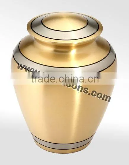 Handmade Stylish Metal Cremation Urns in small and large sizes in brass and aluminium with decoration