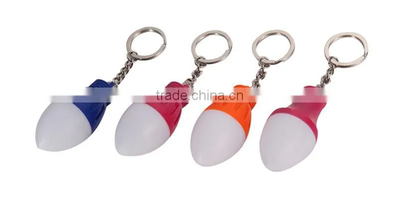 Bulb shape led flashlight keychain with differenct colors led light bulb key chain
