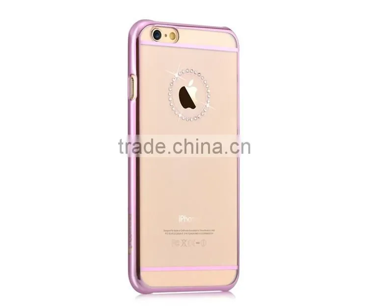 Electroplating Transparent Crystal Bling Diamonds Jewelry PC Phone Cover Case Skin For iPhone 6 6S Plus