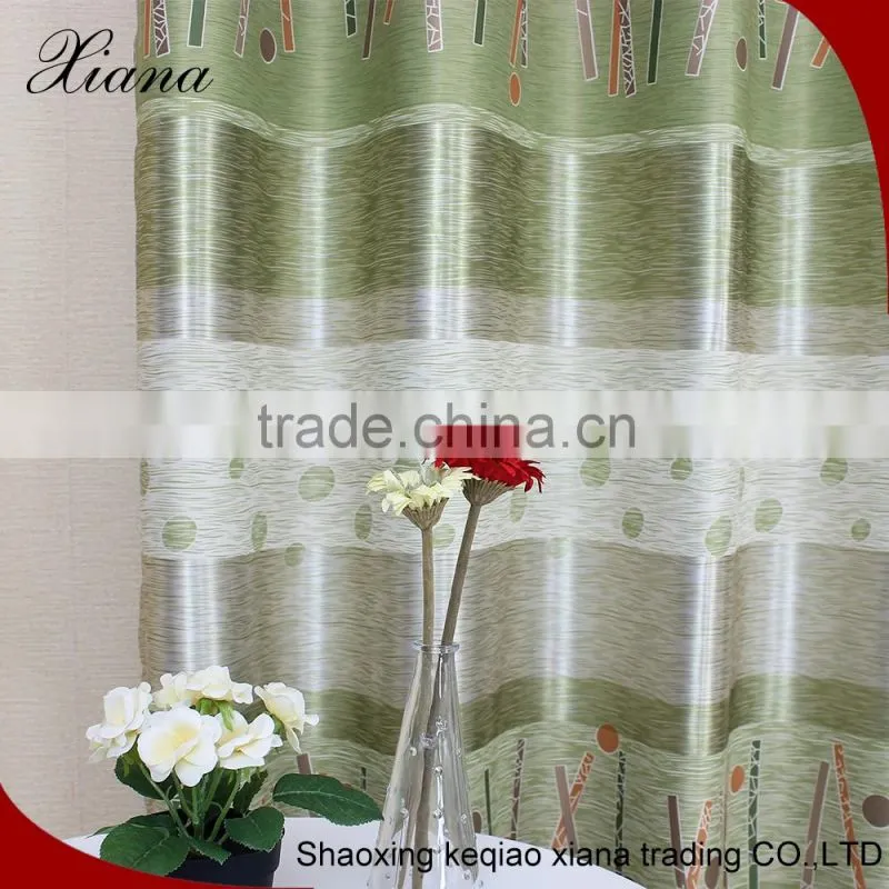 Green color printing luxury window curtain