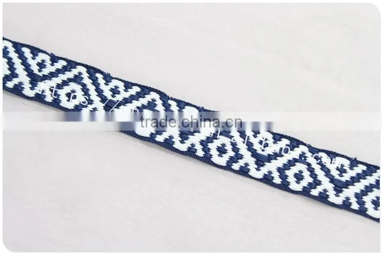 High quality polyester 20mm ethnic woven yarn dyed webbing for garment