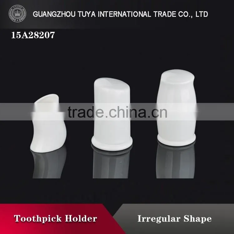 Unique customer can customize logo white ceramic toothpick holder