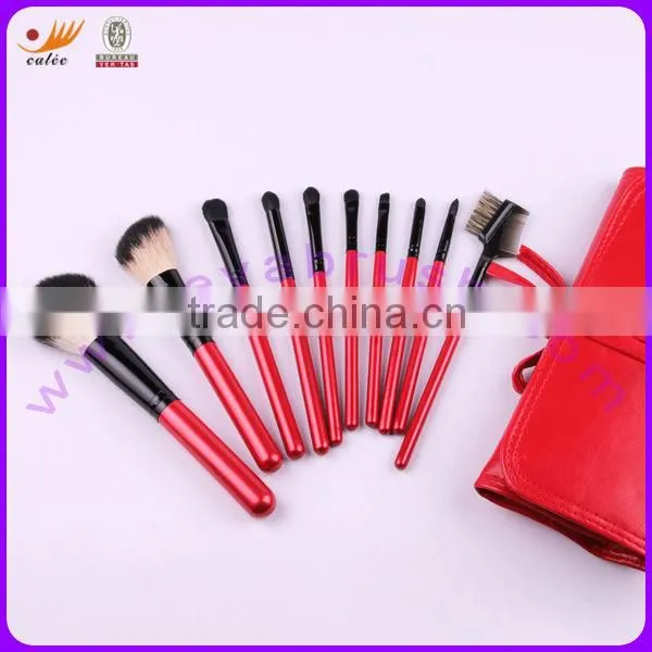 10-piece Makeup Brush Set with Wooden Handle and Aluminium Ferrule, OEM/ODM Orders Welcomed