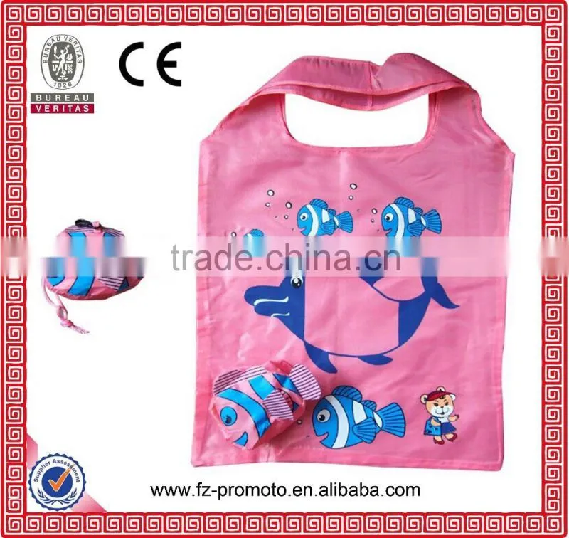 210D polyester foldable shopping bag with adorable animal head shape of shopping bag