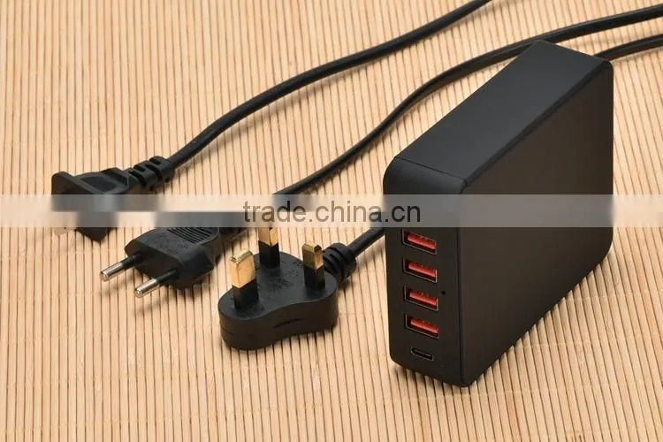UK US EU plug type-c outlet QC 3.0 fast chaging usb plug charger