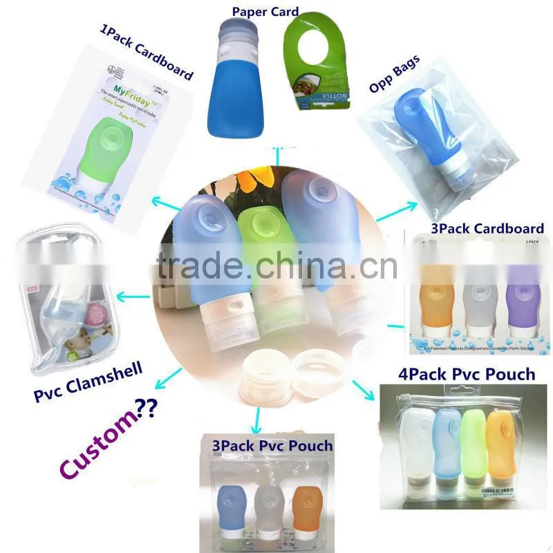 2017 new design BPA Free travel bottles for shampoo lotion soap sun cream