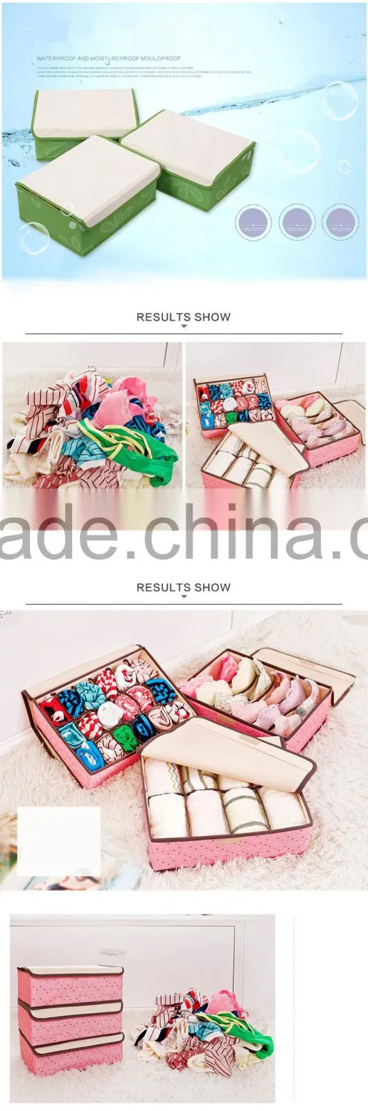3Pcs oxford fabric Sock Bra Underwear Closet Drawer Organizer Storage Box
