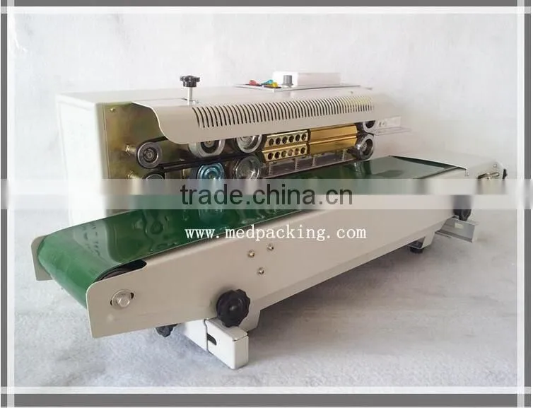 FR900 Plastic Film Sealing Machine+Vertical Sealing+Date Printing+Seal Belt