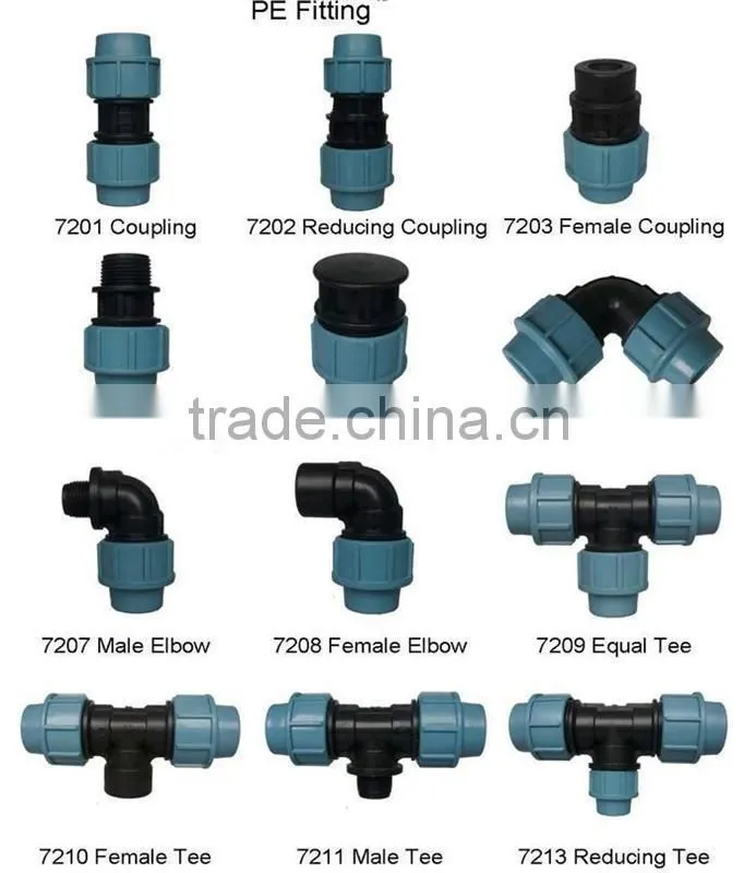 PP Equal Tee water Compression Fittings