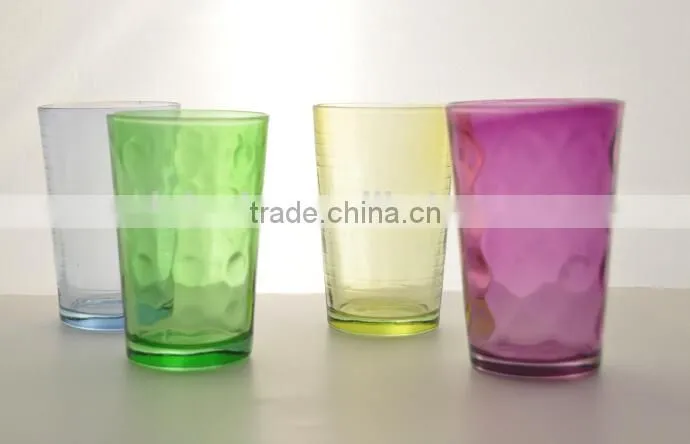 2016 new colored tumbler glassware cheap glass cup