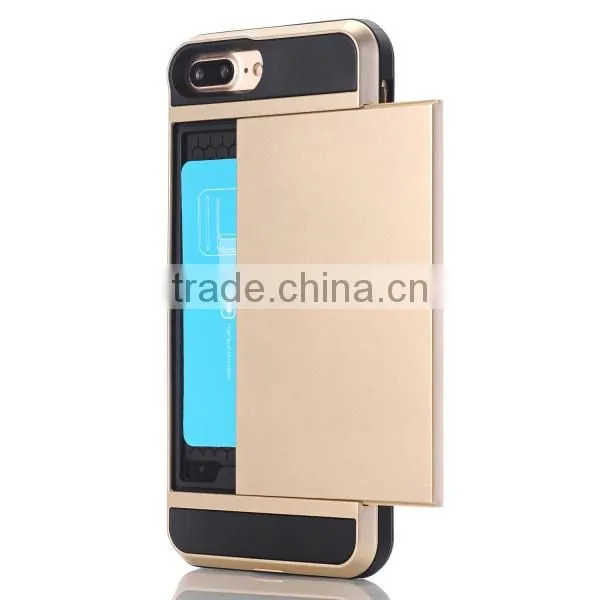 Slide cover card slot phone case TPU + PC material phone hull for iPhone7 7plus