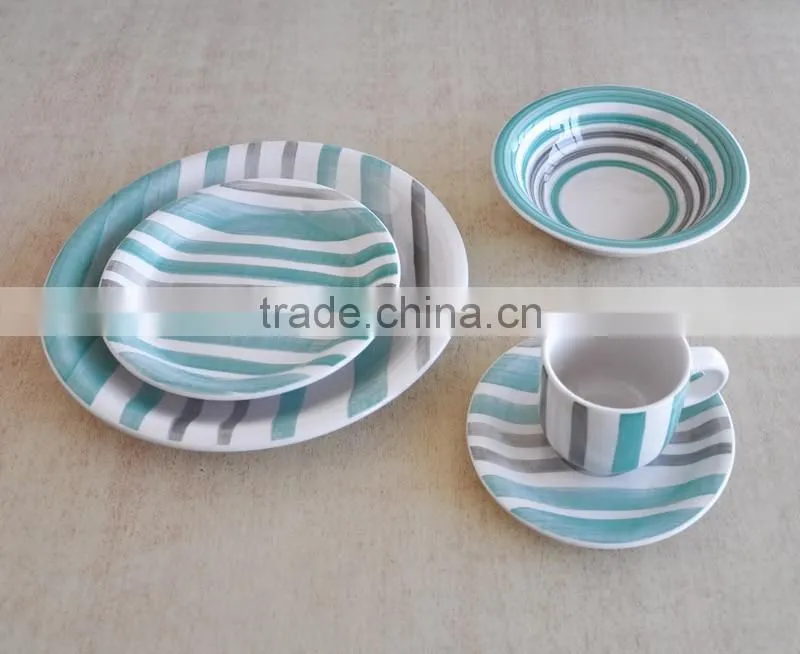 30pcs ceramic dinnerware set with hand painting,30pcs ceramic dinner set,30pcs stonerware handpainting dinnerware set