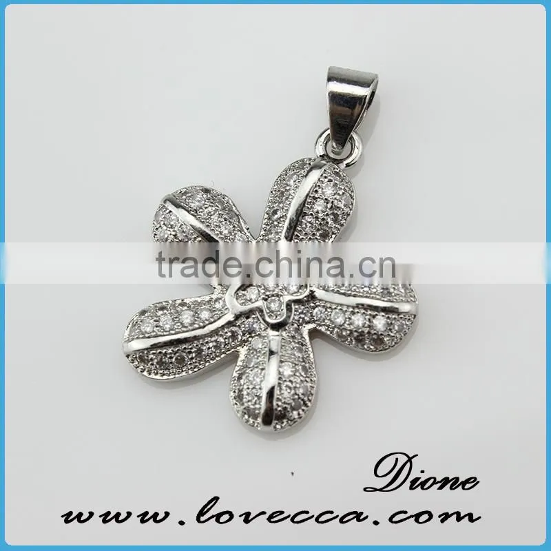 Fashion design sterling silver color pendant in pipe shape with cooper micropave setting pendant