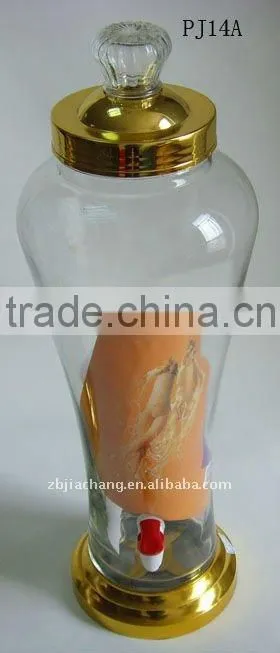 5L glass ginseng bottle with metal rack PJ14A
