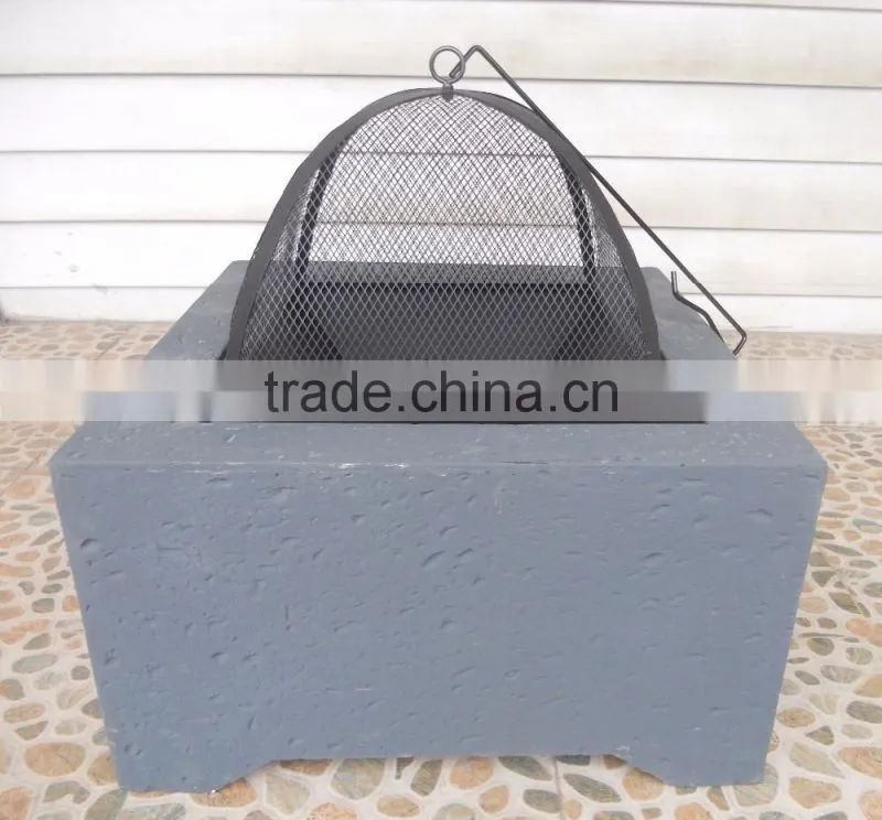 Outdoor Square Antique Steel Fire Pit / Fireplace
