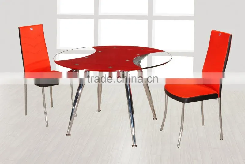 Dining room furniture glass table and chair, modern glass top dinette sets