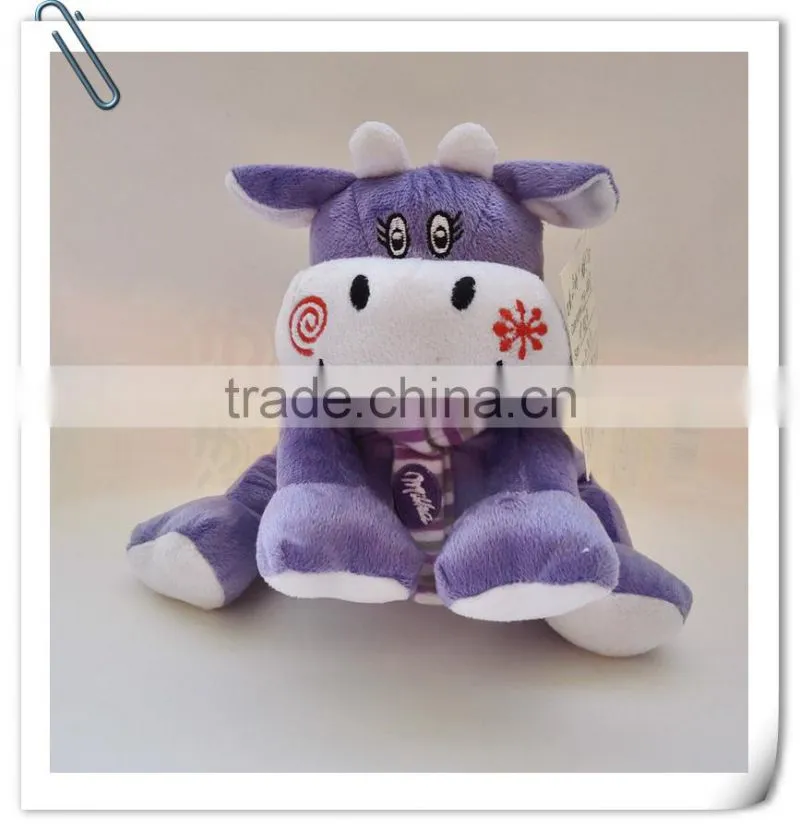 China supplier animal head cushion/plush cow toy cushion/purple cushion
