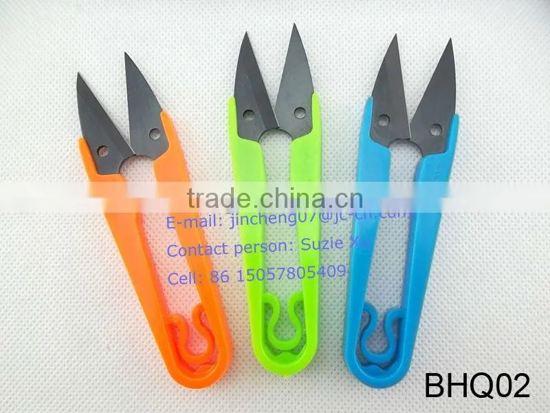 Good quality line scissor, Safty Sewing scissor with cover, plastic thread cutting scissor