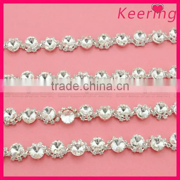 wholesale rhinestone crystal fancy stone chain trimming for dress WRC-247