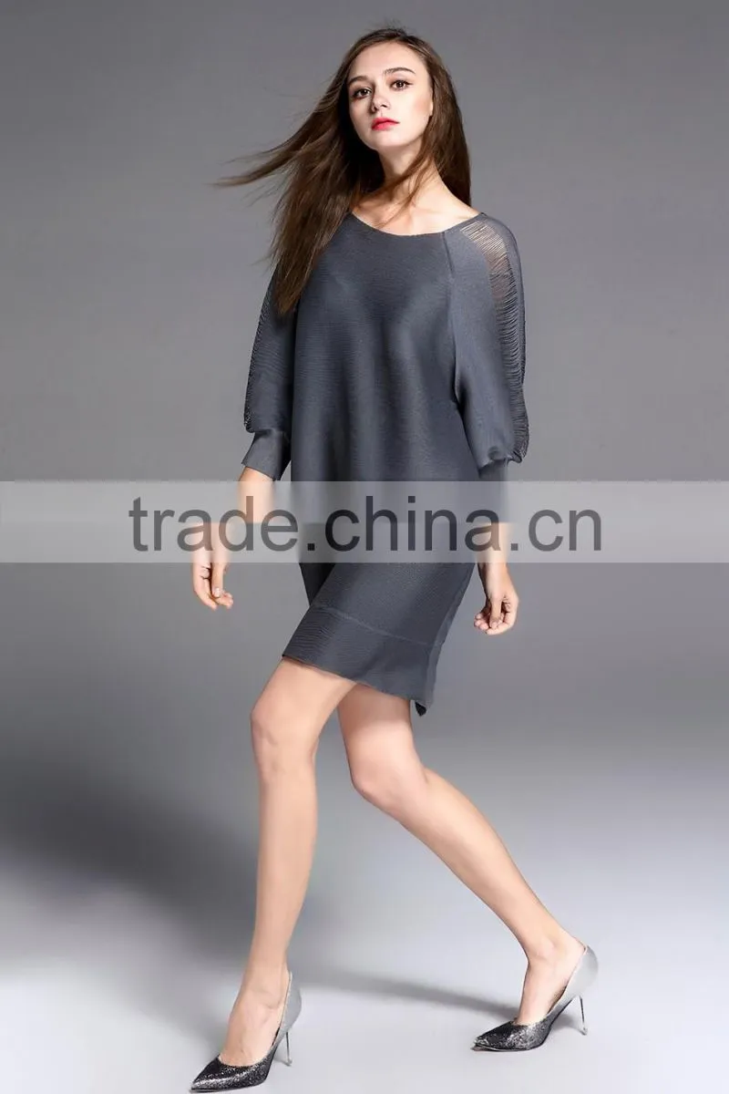 Women high elastic raglan sleeve oversized folding dress