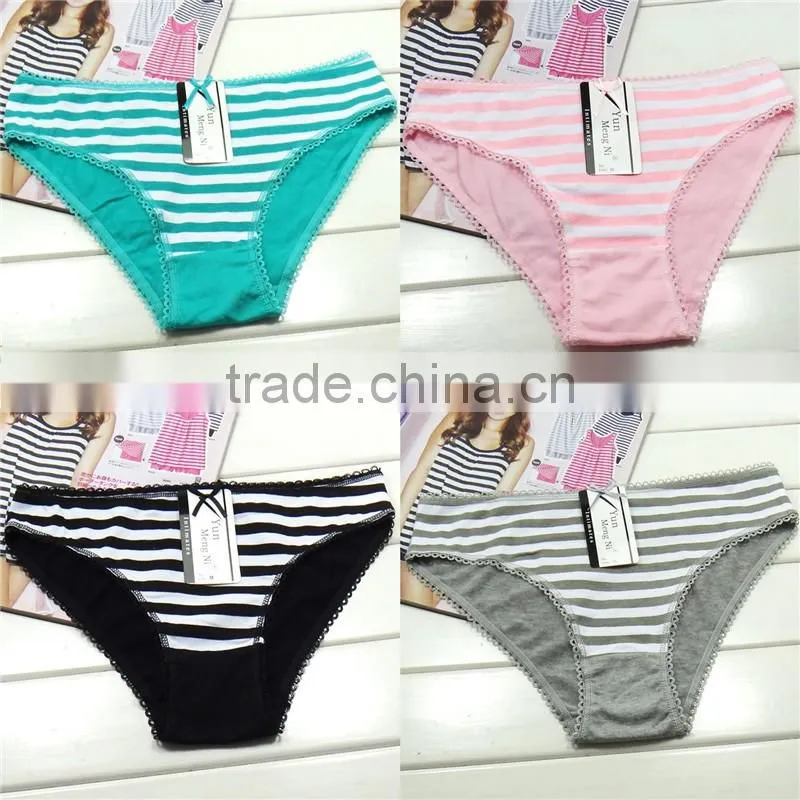 Front cute strie printing sexy lingerie cotton underwear stock wholesale women panty