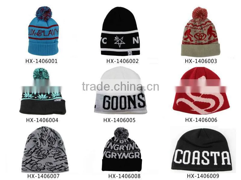 custom beanie hat with pom pom/beanie hats with yarn balls