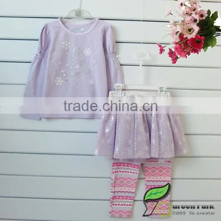 infant baby girls lilac long sleeve cotton t shirts+Legging skirts 2pcs outfits baby suits kids clothes