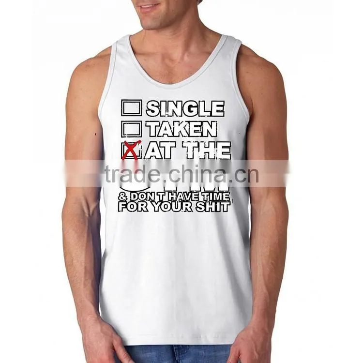 Custom Fashion Design Printed Wholesale Mens 100% Cotton Gym Tank Top