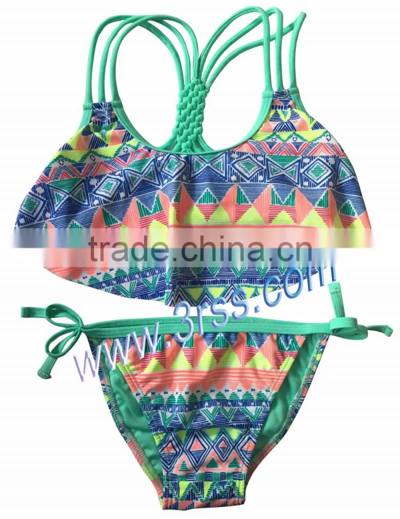 2017 custom young girls hand-knitted bikini