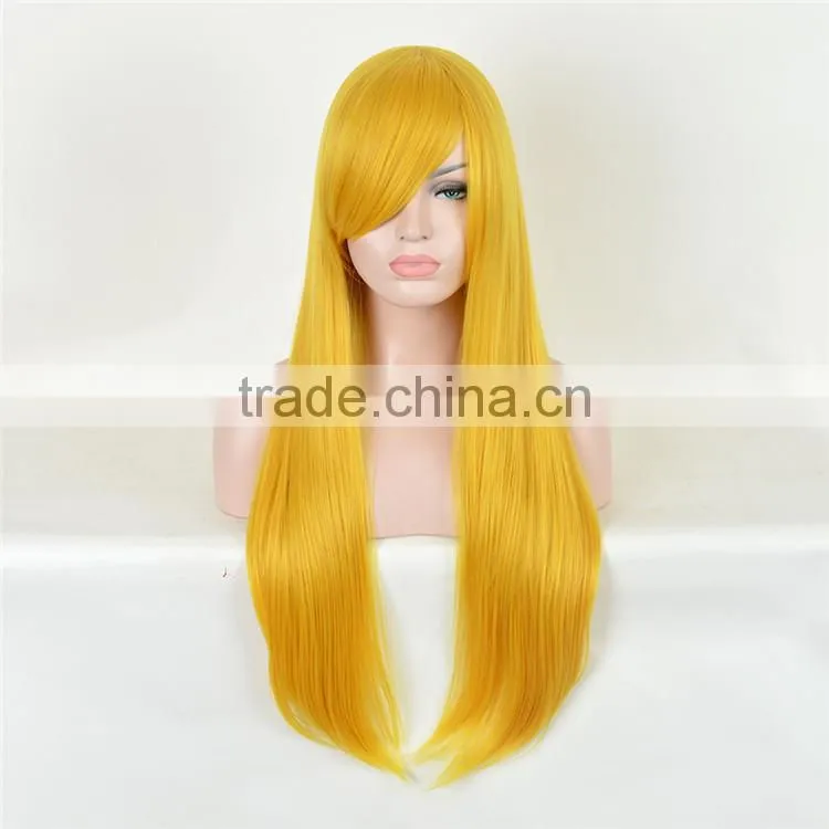 Cheap God Yellow Long Straight Cosplay Synthetic Wig