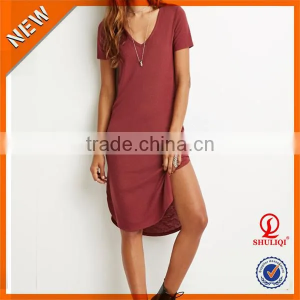 Cotton ladies comfortable dresses with pictures in casual dress