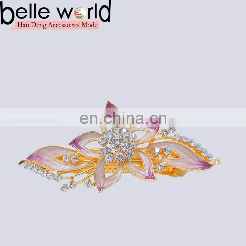 High Quality Flower Rhinestone Hair Barrette