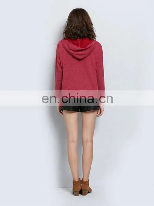 Autumn Fashion Women Irregular Hem Hoody Sweater Leisure Slim Hooded Sweatshirt