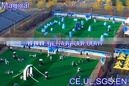 light blue inflatable paintball arena