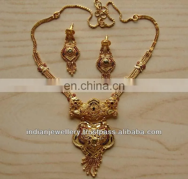 Goldplated necklace jewelry set manufacturer, gold-plated necklace fashion jewellery sets exporter