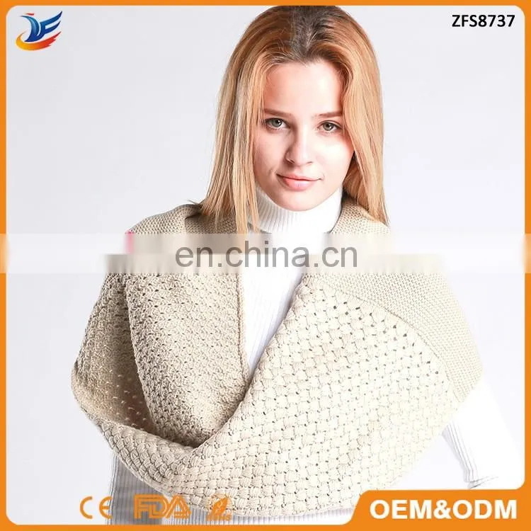 2018 Popular young girl solid color fashion scarves oversize loop scarf knitting