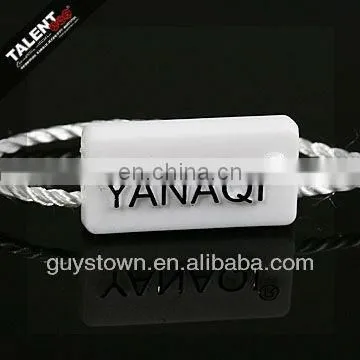custom private name plastic lock tag string for garment hangtag