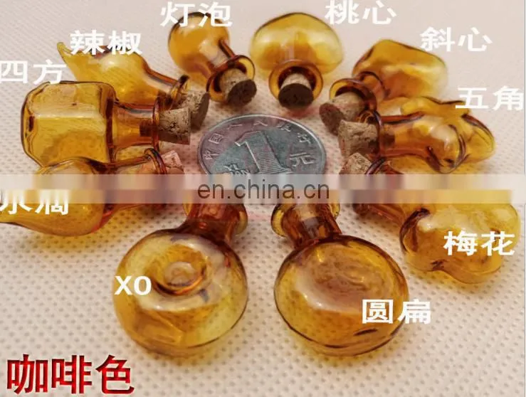 wholesale mini glass bottle wooden cork stopper coffee color small empty glass bottles corks